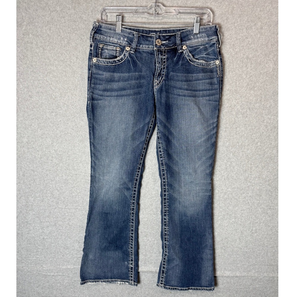 Silver Jeans Suki Womens 30 Bootcut Jeans Dark Wash Denim‎ White Stitching
